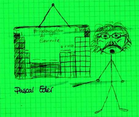 Herr Otto im Chemieunterricht der 9. Klasse (Kunstwerk von Pascal Eder)